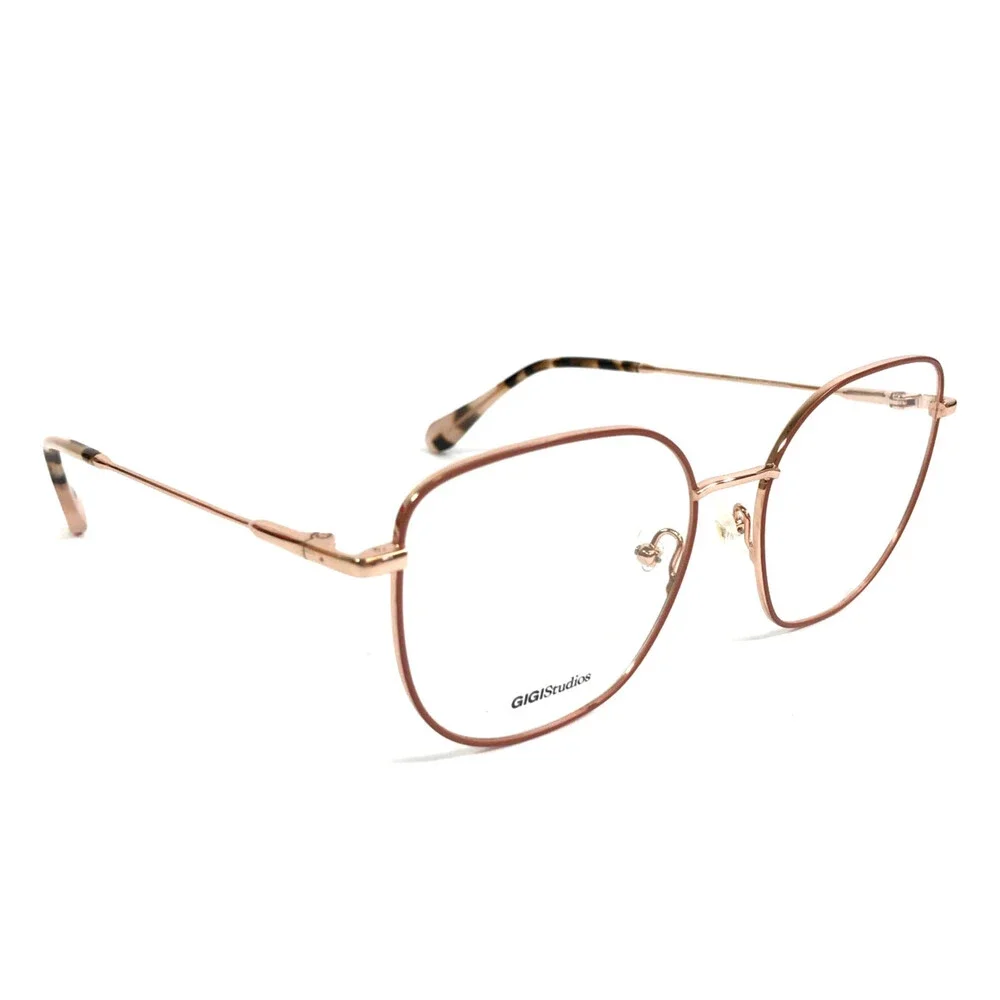 Gigi Studios Eyeglasses Frames LUZIA 64910/6 Brown Rose Gold Cat Eye 54-18-145